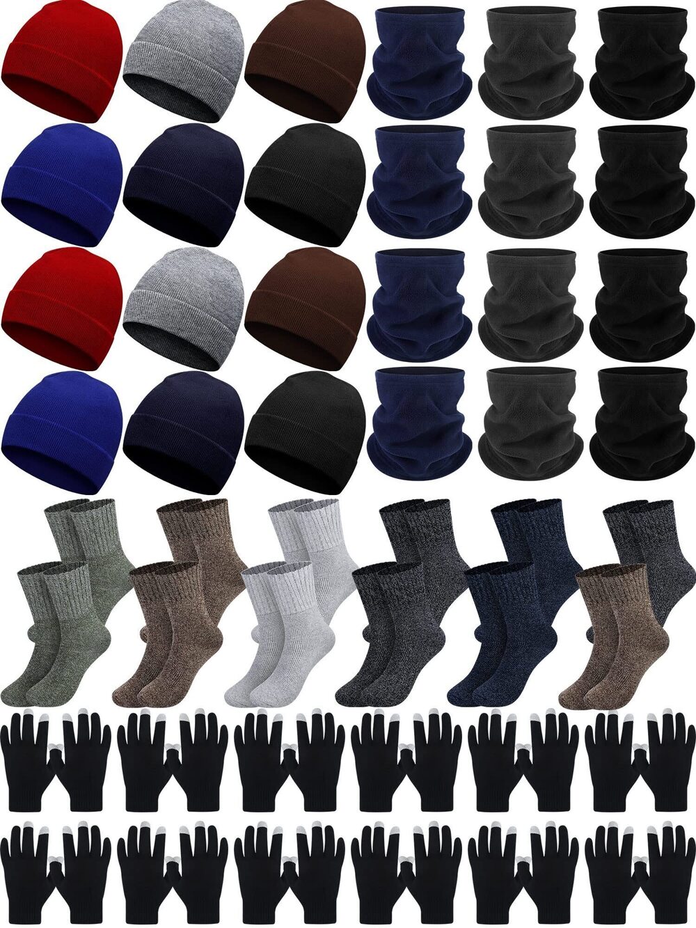 2666 48 Pack Winter Warm Beanie Hat Neck Warmer Set - Knitted Hat